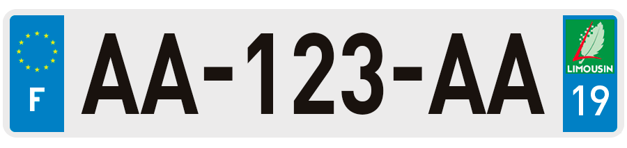 Plaque Immatriculation Corrèze avec ancien logo Limousin
