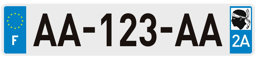 Plaque d'immatriculation Corse du Sud 2A