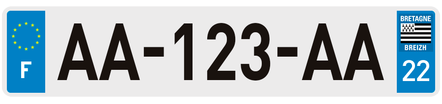 Plaque Immatricualtion Côtes d'Armor