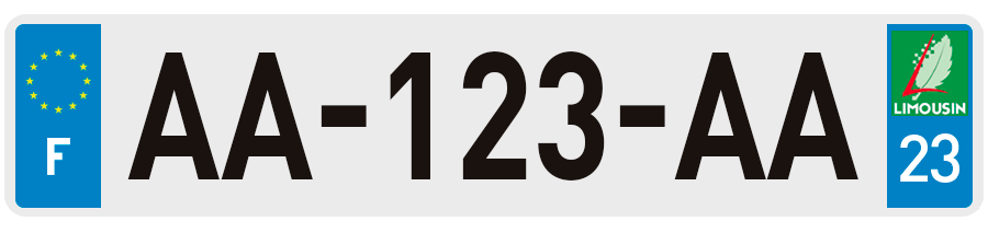 Plaque Immatriculation Creuse avec ancien logo Limousin