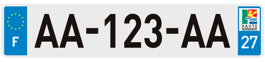 Plaque Immatriculation Eure avec ancien blason Haute Normandie