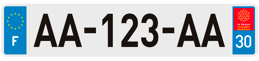 Plaque Immatriculation Gard avec ancien blason Languedoc Roussillon