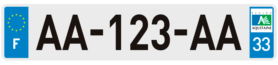 Plaque Immatriculation Gironde avec ancien logo Aquitaine