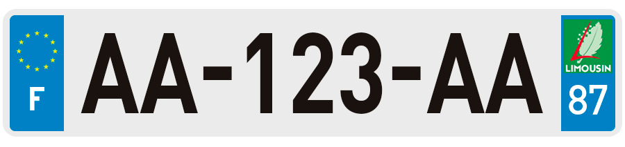Plaque Immatriculation Haute-Vienne avec ancien logo Limousin