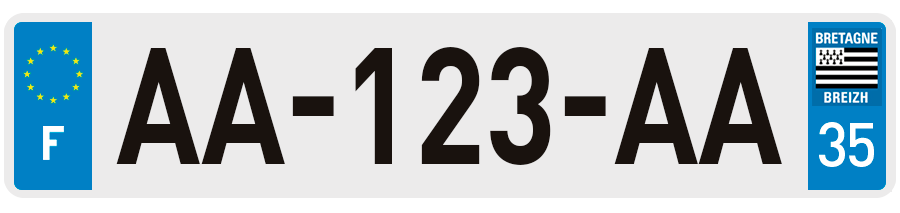 Plaque Immatriculation Île-et-Vilaine avec logo officiel Bretagne