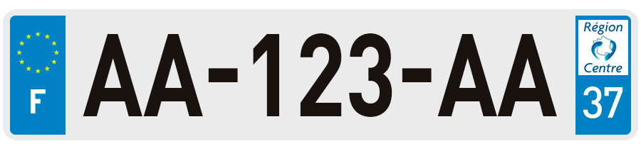Plaque Immatriculation Indre-et-Loire avec ancien logo Centre