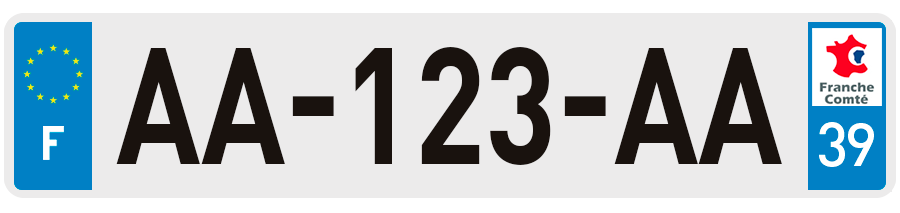 Plaque Immatriculation Jura avec ancien visuel France Comté