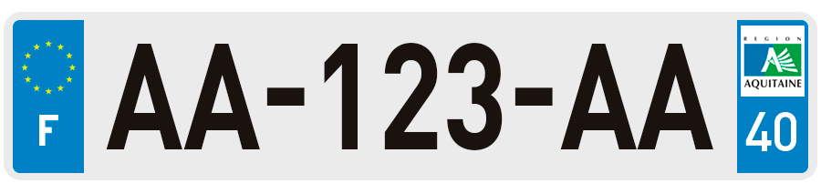 Plaque Immatriculation Landes avec logo Aquitaine