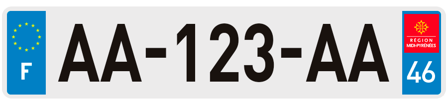 Plaque d'immatriculation Lot (46) pour MOTO en 210x130