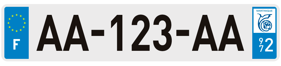 Plaque Immatriculation Martinique avec ancien logo