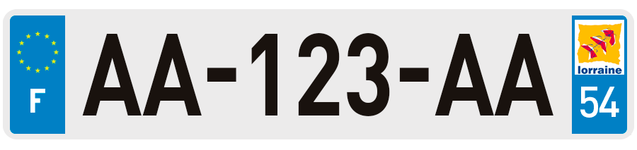 Autocollant plaque d'immatriculation 54 Meurthe et Moselle