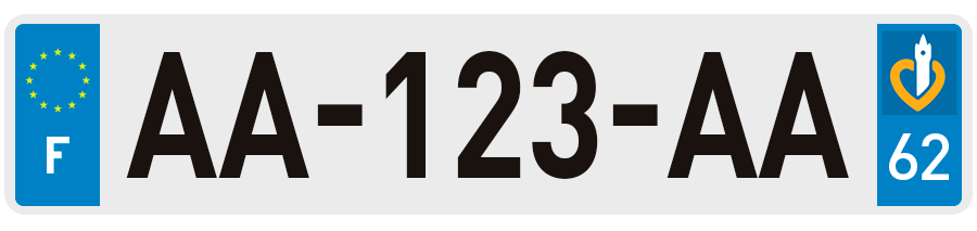 Plaque Immatriculation Pas-de-Calais avec ancien logo Nord-Pas-de(Calais