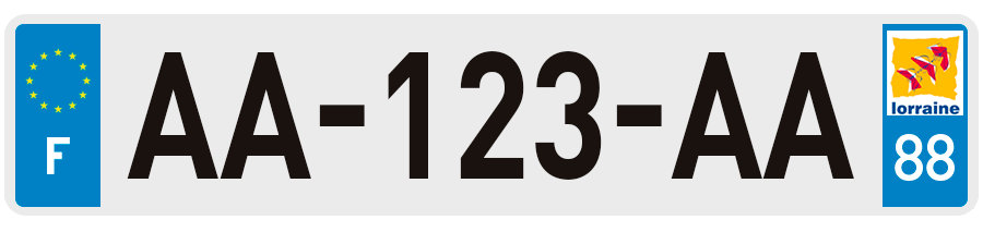 Plaque Immatriculation Vosges avec logo ancien Lorraine