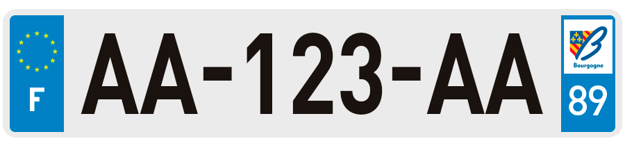 Plaque Immatriculation Yonne avec ancien logo Bourgogne