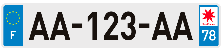 Plaque Immatriculation Yvelines avec logo idf