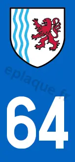 Set Of 4 Number Plate Stickers Department 64 Pyrenees Atlantiques New - View #12