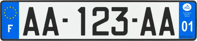 Plaque immatriculation aluminium